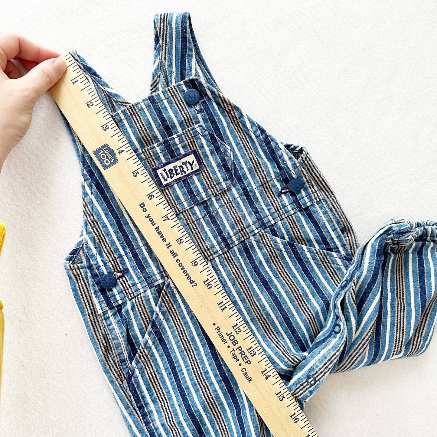 Liberty Vertical Striped Elastic Cuff Overalls - Yellow Clover Vintage Kids Clothes