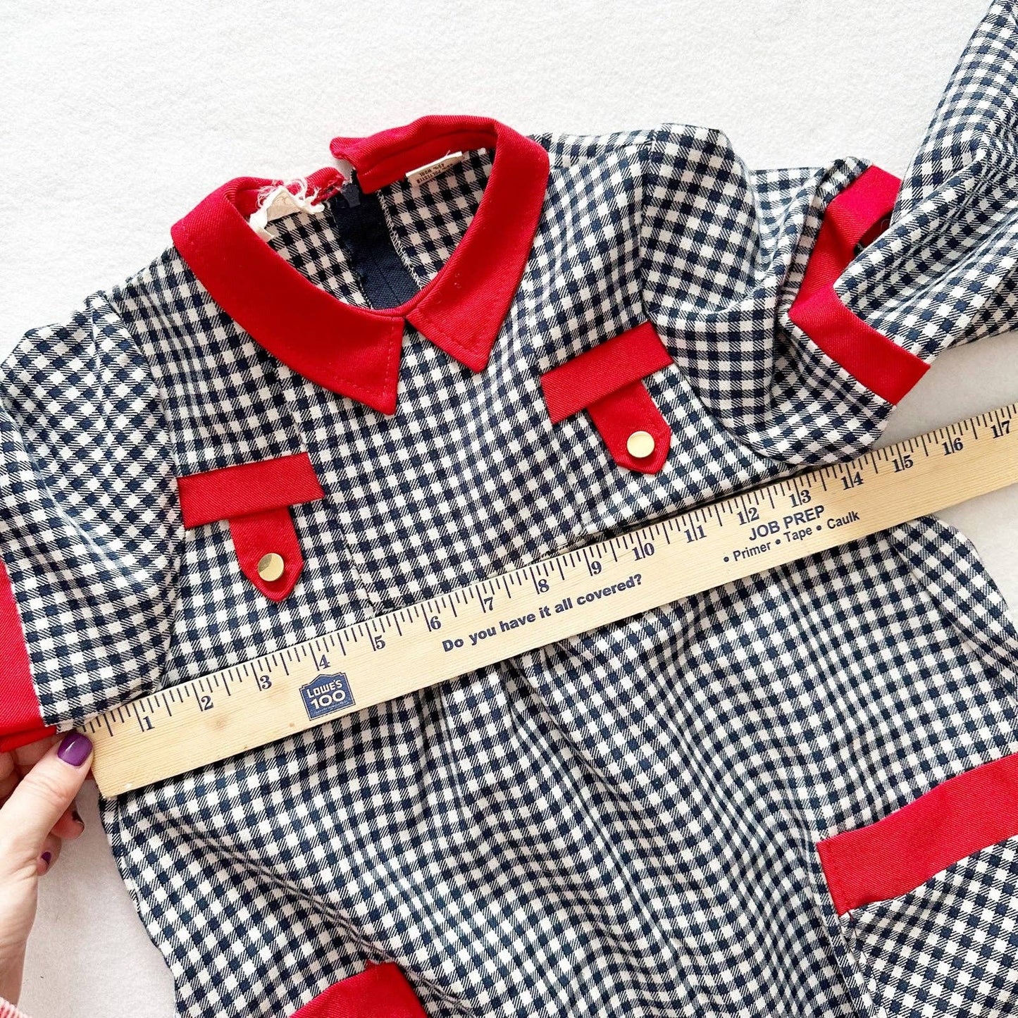 Gingham Red Accent Long Sleeve Dress - Yellow Clover Vintage Kids Clothes