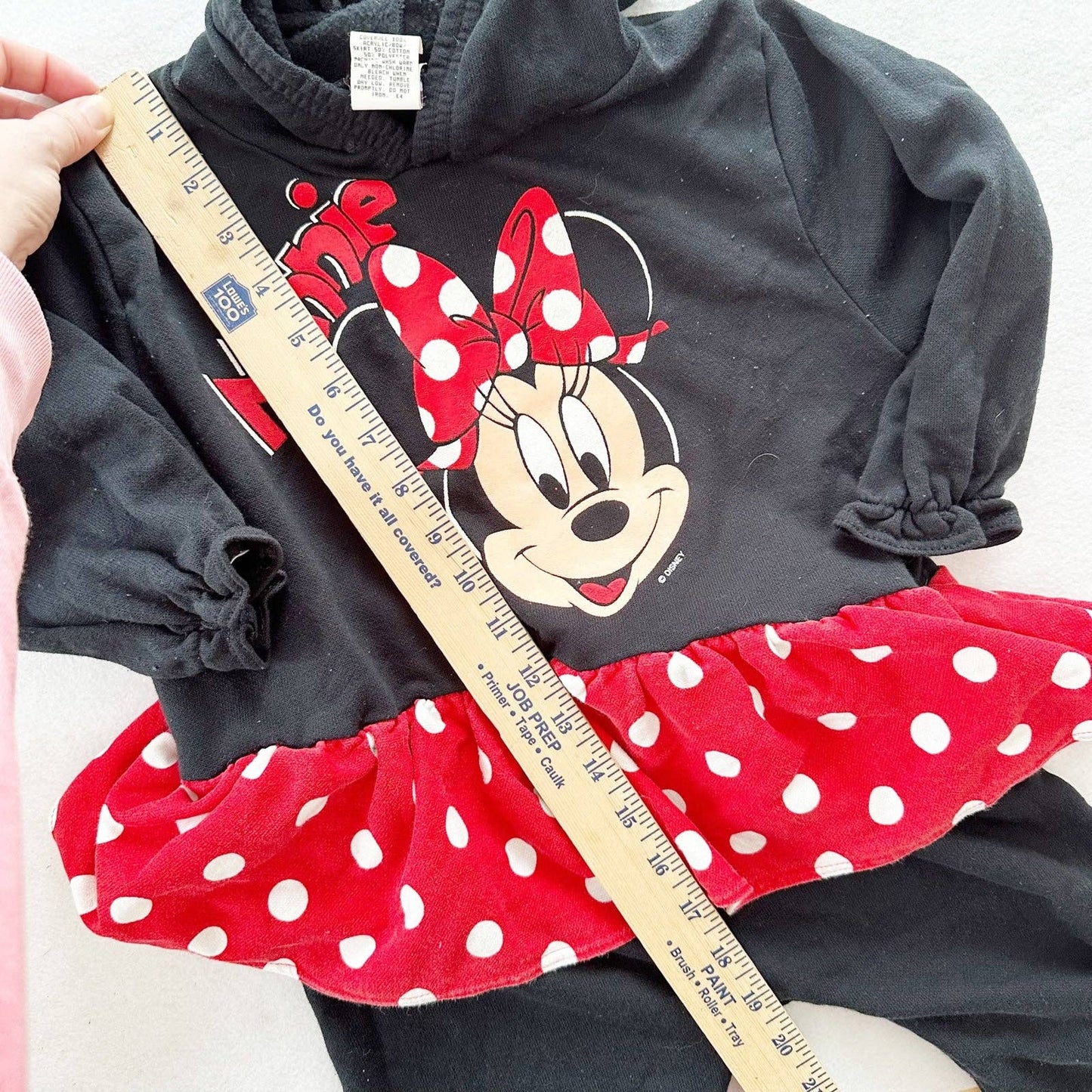 Vintage Minnie Mouse Skirted Hooded Sweatshirt Romper: 2T - Yellow Clover Vintage Kids Clothes