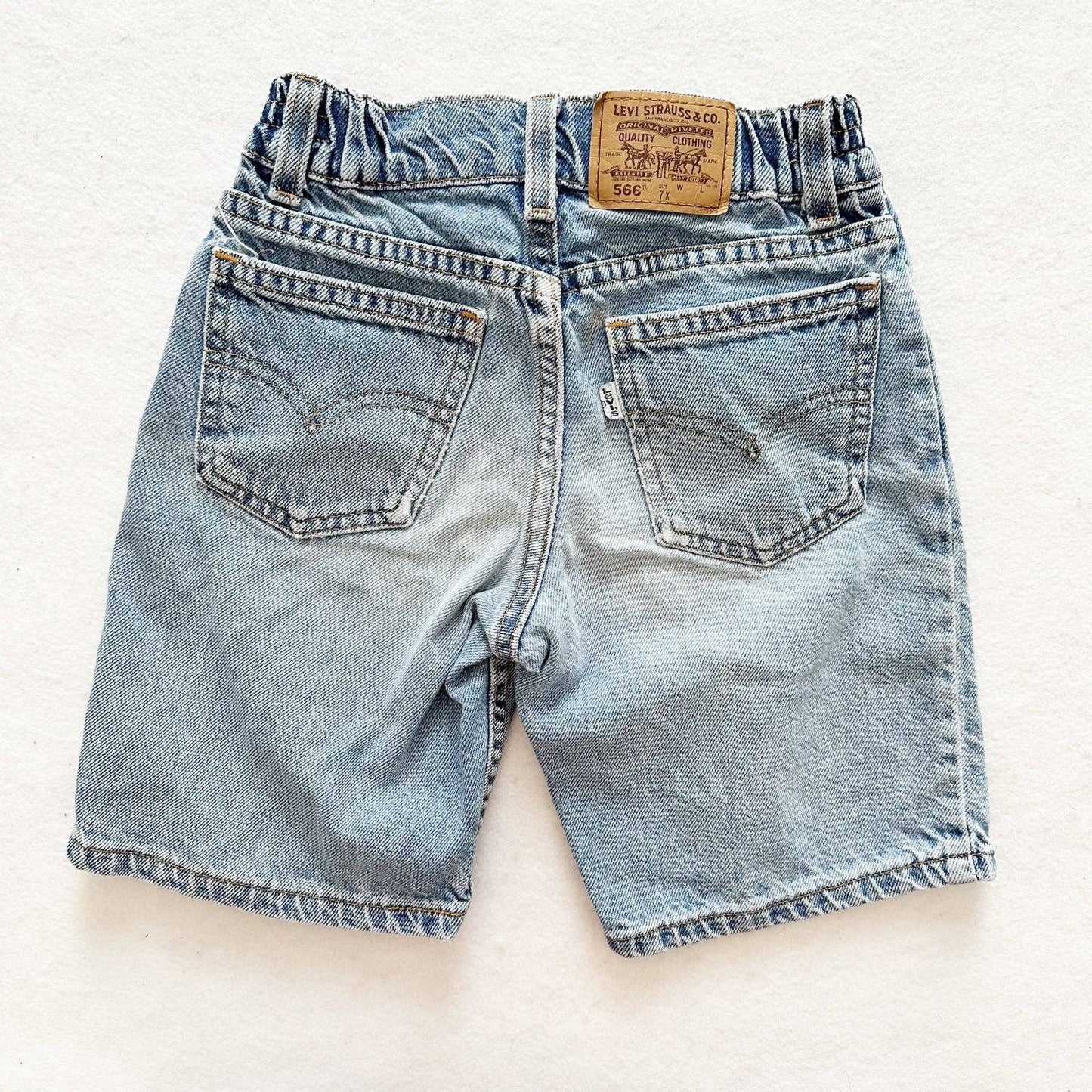 Vintage Levi’s 566 Loose Fit Denim Shorts: 7X - Yellow Clover Vintage Kids Clothes