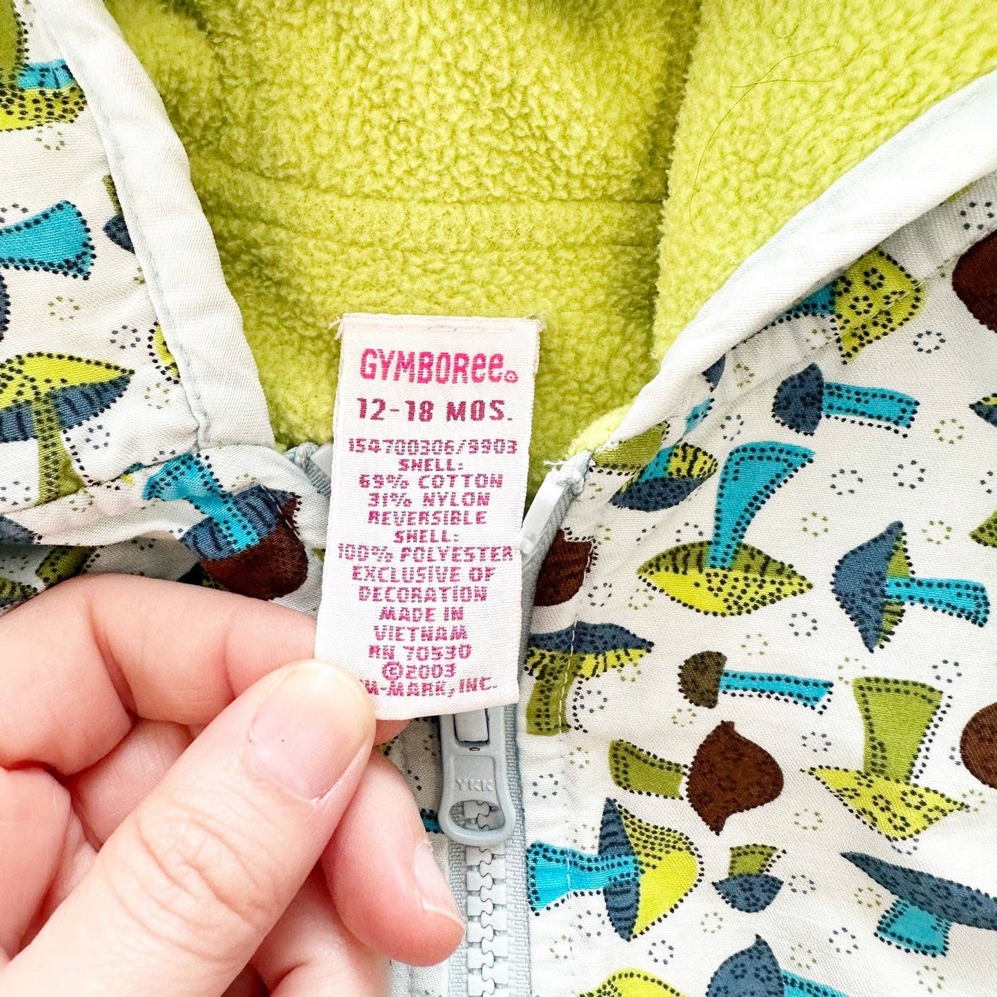 Vintage 2003 Gymboree Mushroom Print Fleece Reversible Vest: 18m