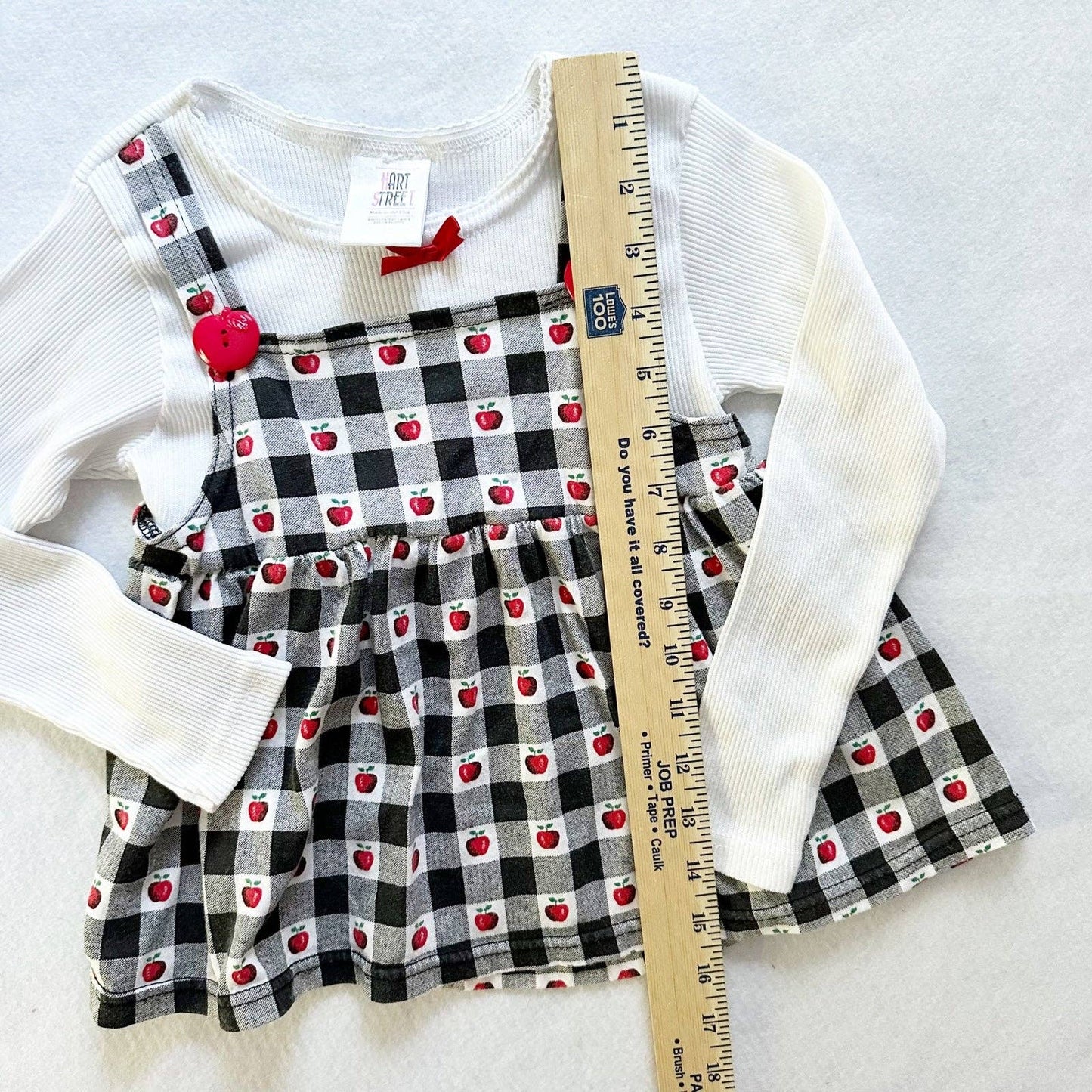 Gingham Apple Top and Leggings Set - Yellow Clover Vintage Kids Clothes