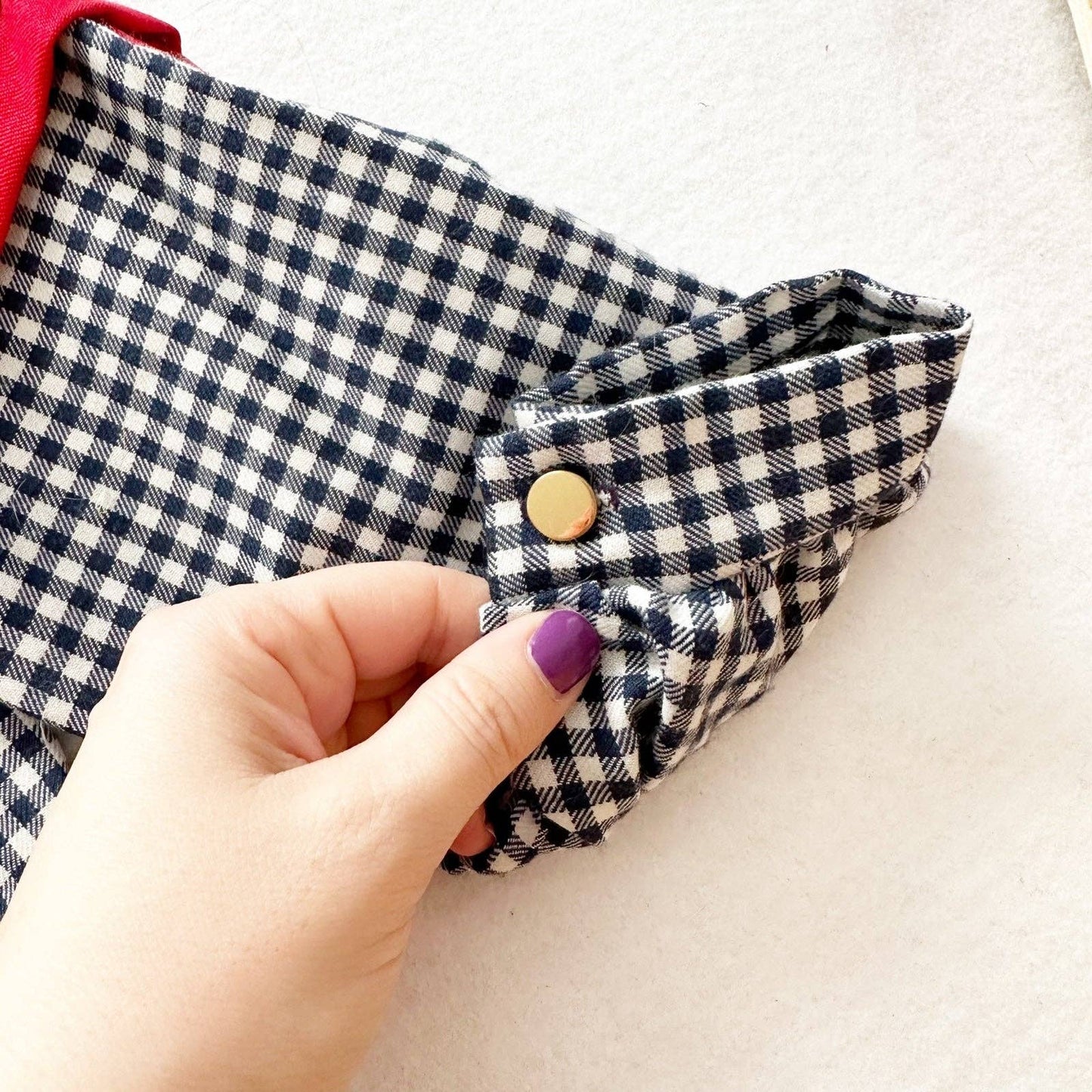 Gingham Red Accent Long Sleeve Dress - Yellow Clover Vintage Kids Clothes