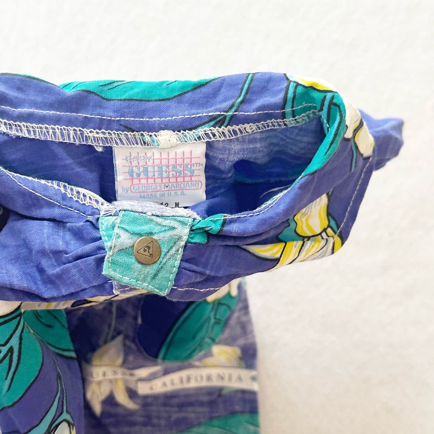 Vintage Baby Guess Tropical Floral Romper: 12m - Yellow Clover Vintage Kids Clothes