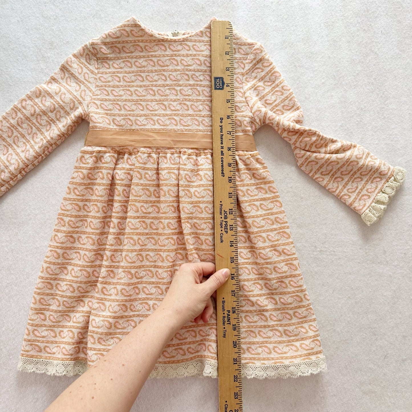 Vintage Cinderella Cream Knit Paisley Print Dress: 5T