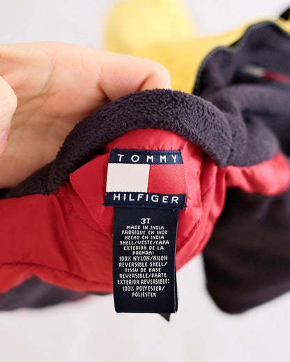 Vintage Tommy Hilfiger Reversible Navy + Yellow Fleece Jacket: 3T - Yellow Clover Vintage Kids Clothes