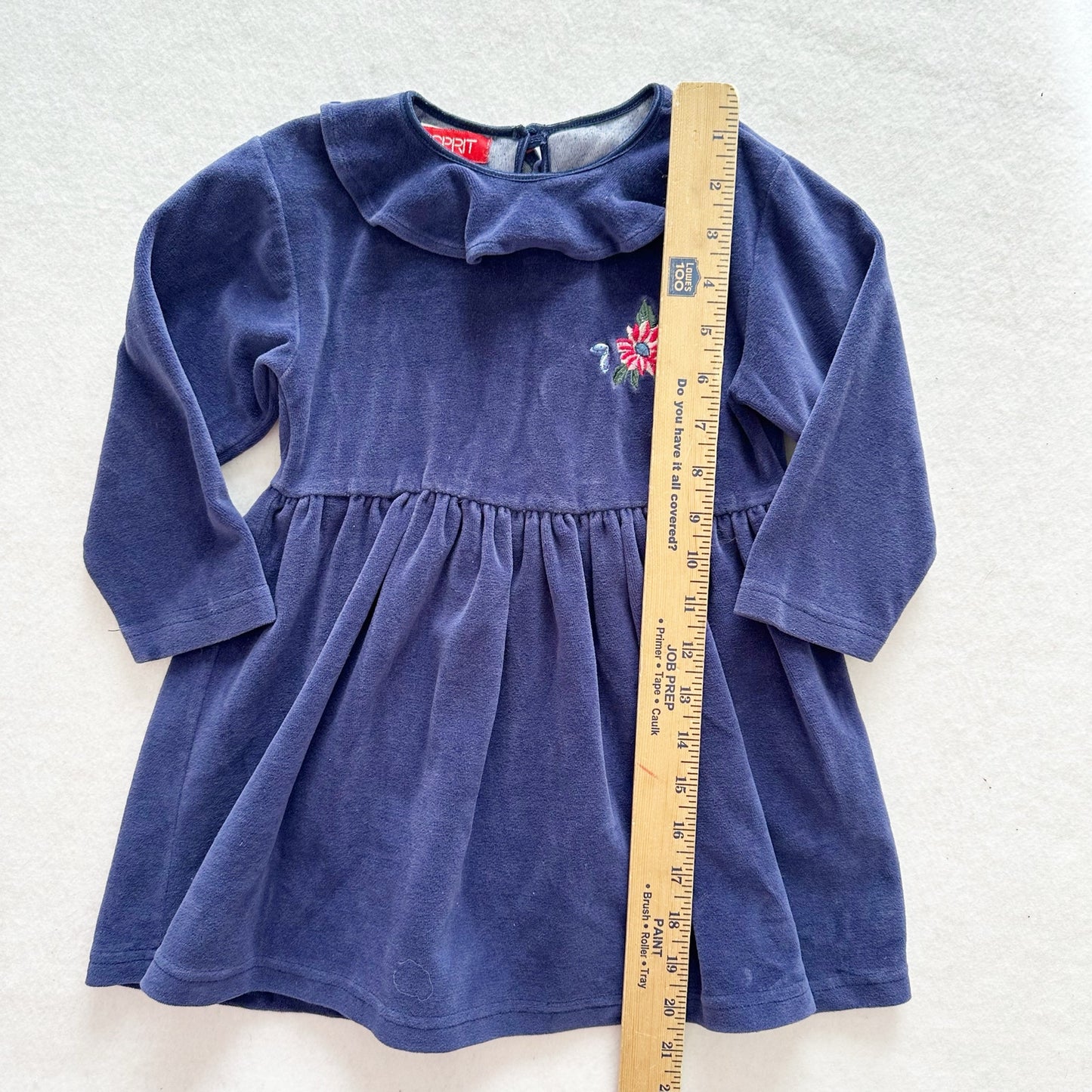 Vintage Esprit Velour Flower Embroidered Dress: 4T