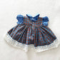 Vintage CI Castro Blue Plaid Pinafore Dress Set: 12m - Yellow Clover Vintage Kids Clothes