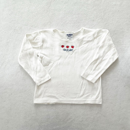 Vintage OshKosh Embroidered Hearts Ribbed Tee: 4T
