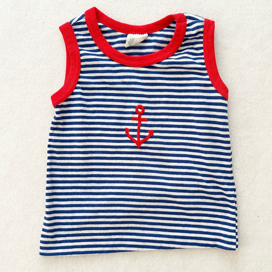 Vintage Toddletime Striped Anchor Tank Top: 3T? - Yellow Clover Vintage Kids Clothes