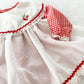 Vintage Cherry Gingham Pinafore Dress: 12m - Yellow Clover Vintage Kids Clothes