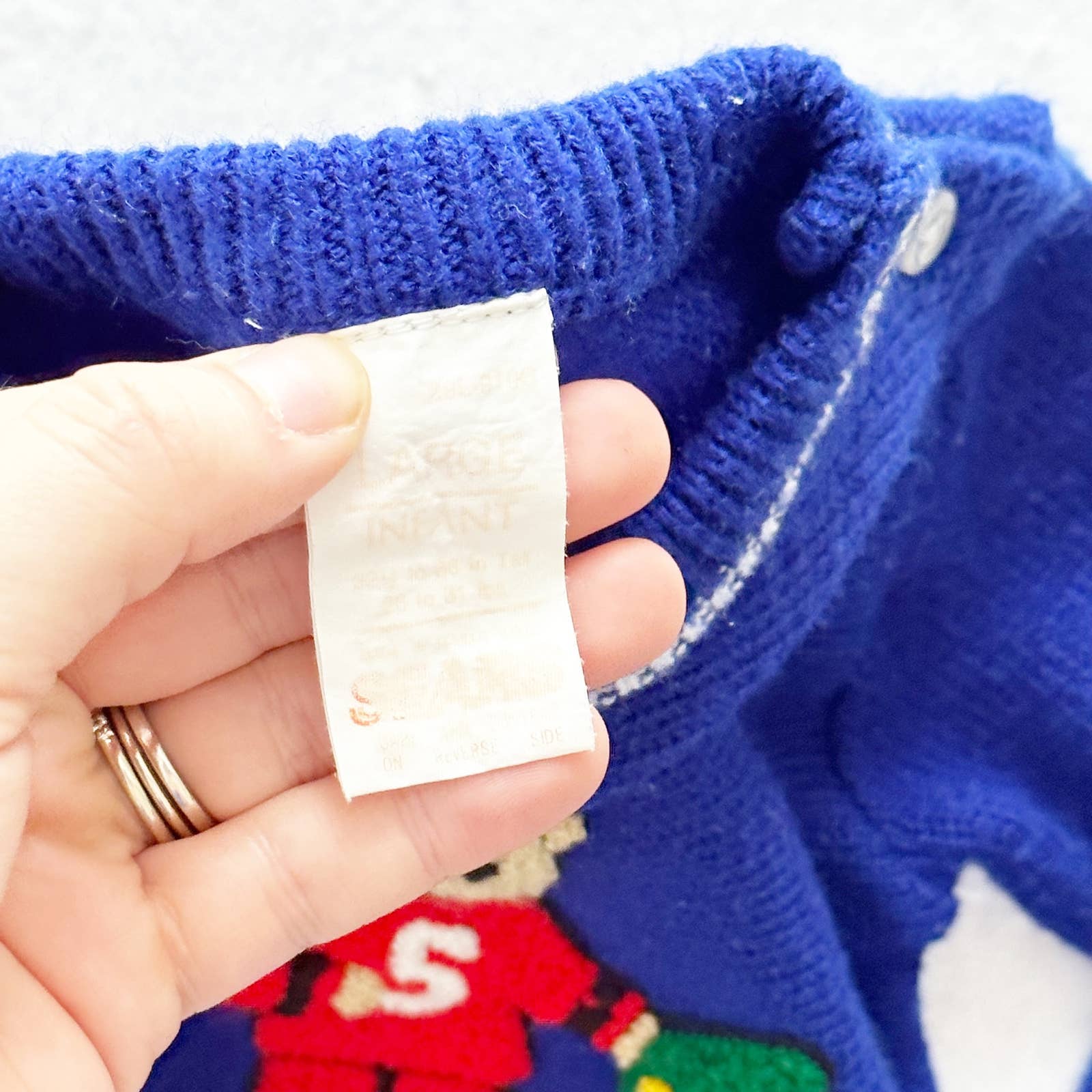 Vintage Sears Football Bear Appliqué Sweater: 18m? - Yellow Clover Vintage Kids Clothes