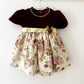 Vintage Rare Editions Velvet Floral Dressy Dress: 18m - Yellow Clover Vintage Kids Clothes