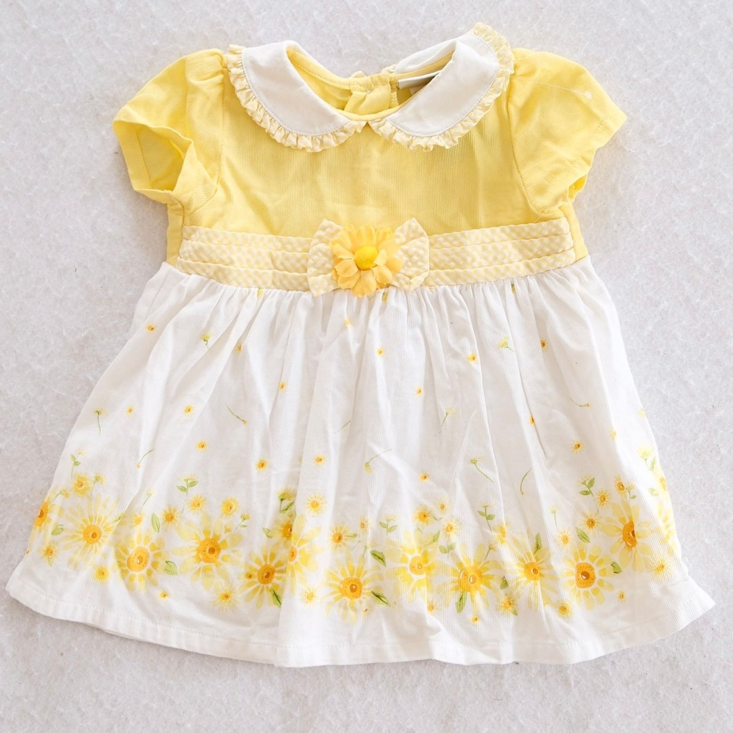 Y2K Youngland Yellow Sunflower Daisy Baby Dress, size 12M