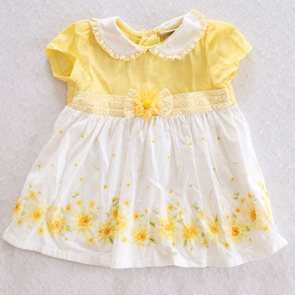 Y2K Youngland Yellow Sunflower Daisy Baby Dress, size 12M