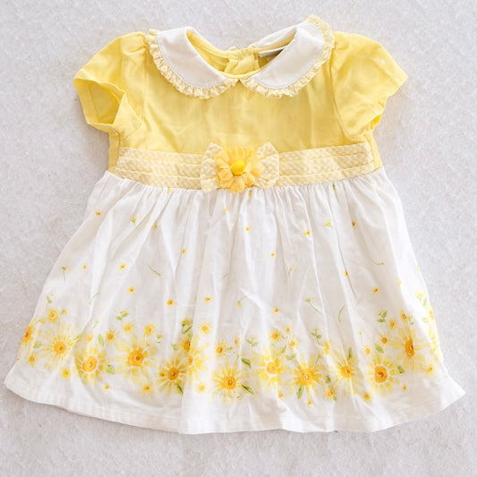 Y2K Youngland Yellow Sunflower Daisy Baby Dress, size 12M