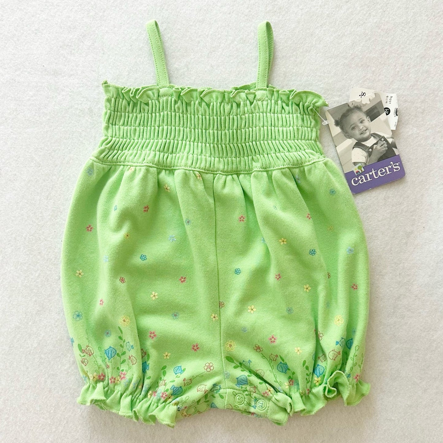 Y2K Deadstock Carter’s Fish Graphic Smocked Romper: 12m? - Yellow Clover Vintage Kids Clothes