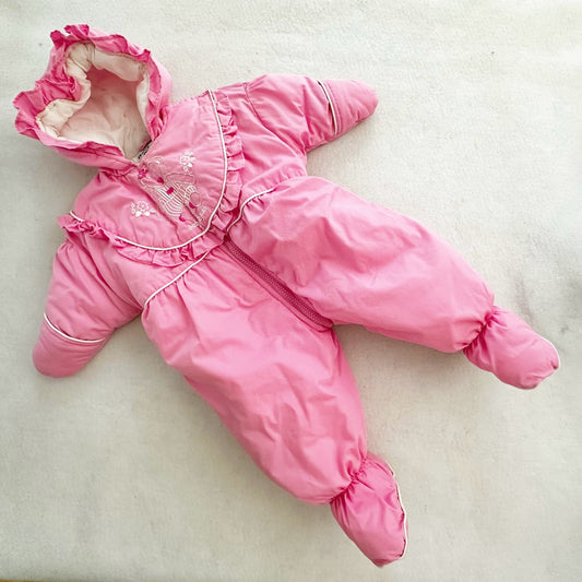 Vintage OshKosh Baby B’gosh Teddy Bear Embroidered Bunting Suit: 0/6m - Yellow Clover Vintage Kids Clothes