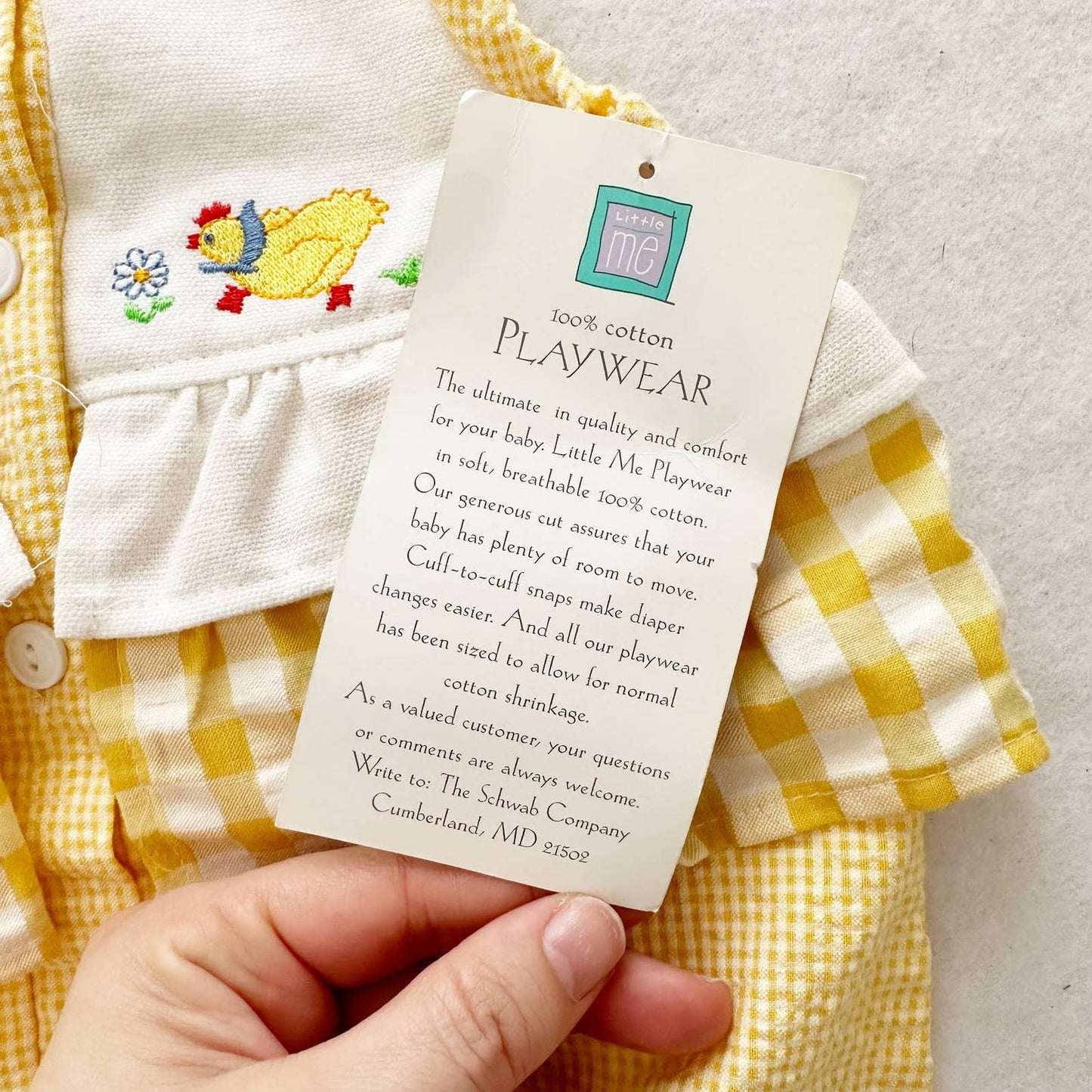 Vintage 90s or Y2K Little Me Chickens Seersucker Check Chickens Romper