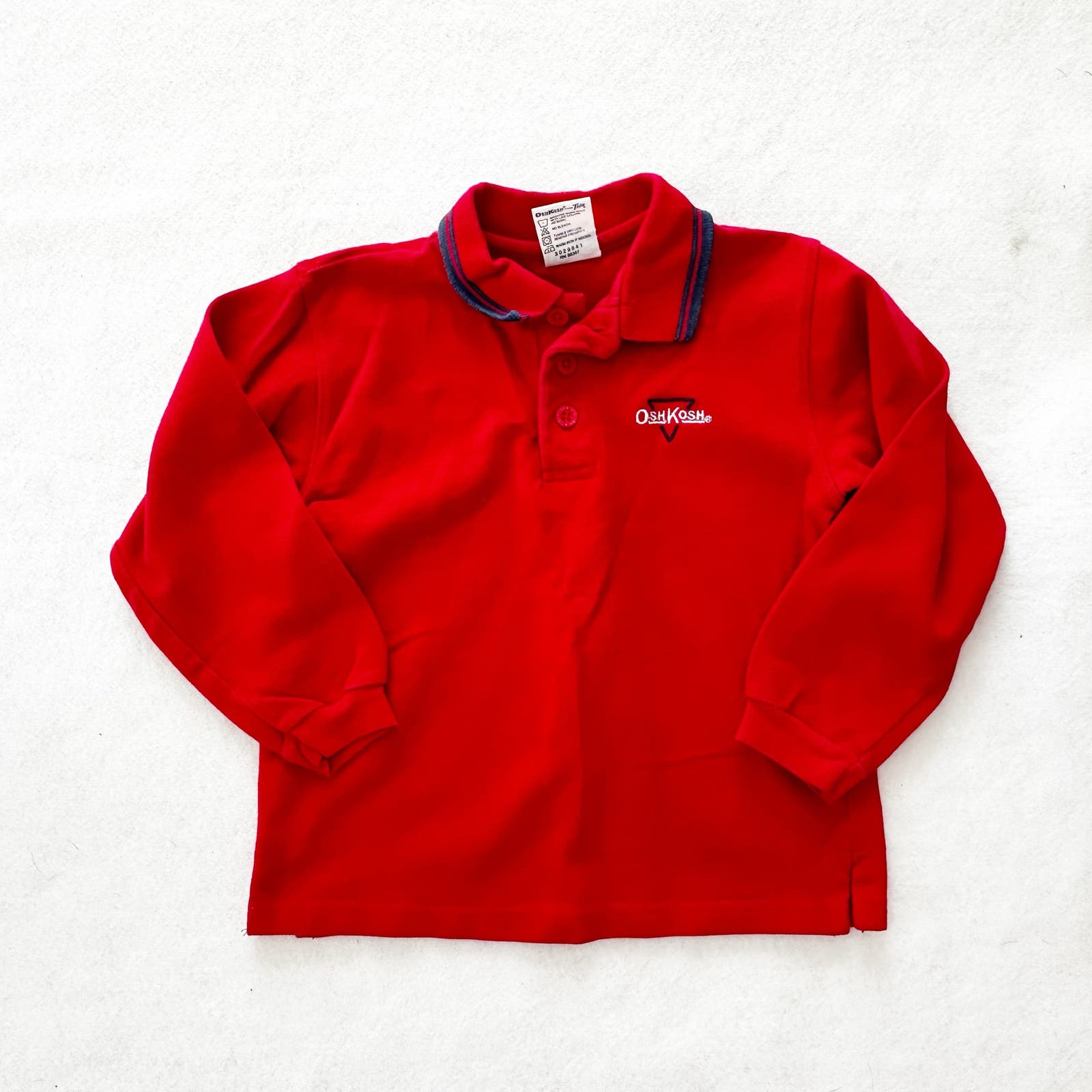 Vintage OshKosh Embroidered Logo Long Sleeve Polo: 4T - Yellow Clover Vintage Kids Clothes