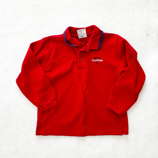 Vintage OshKosh Embroidered Logo Long Sleeve Polo: 4T - Yellow Clover Vintage Kids Clothes