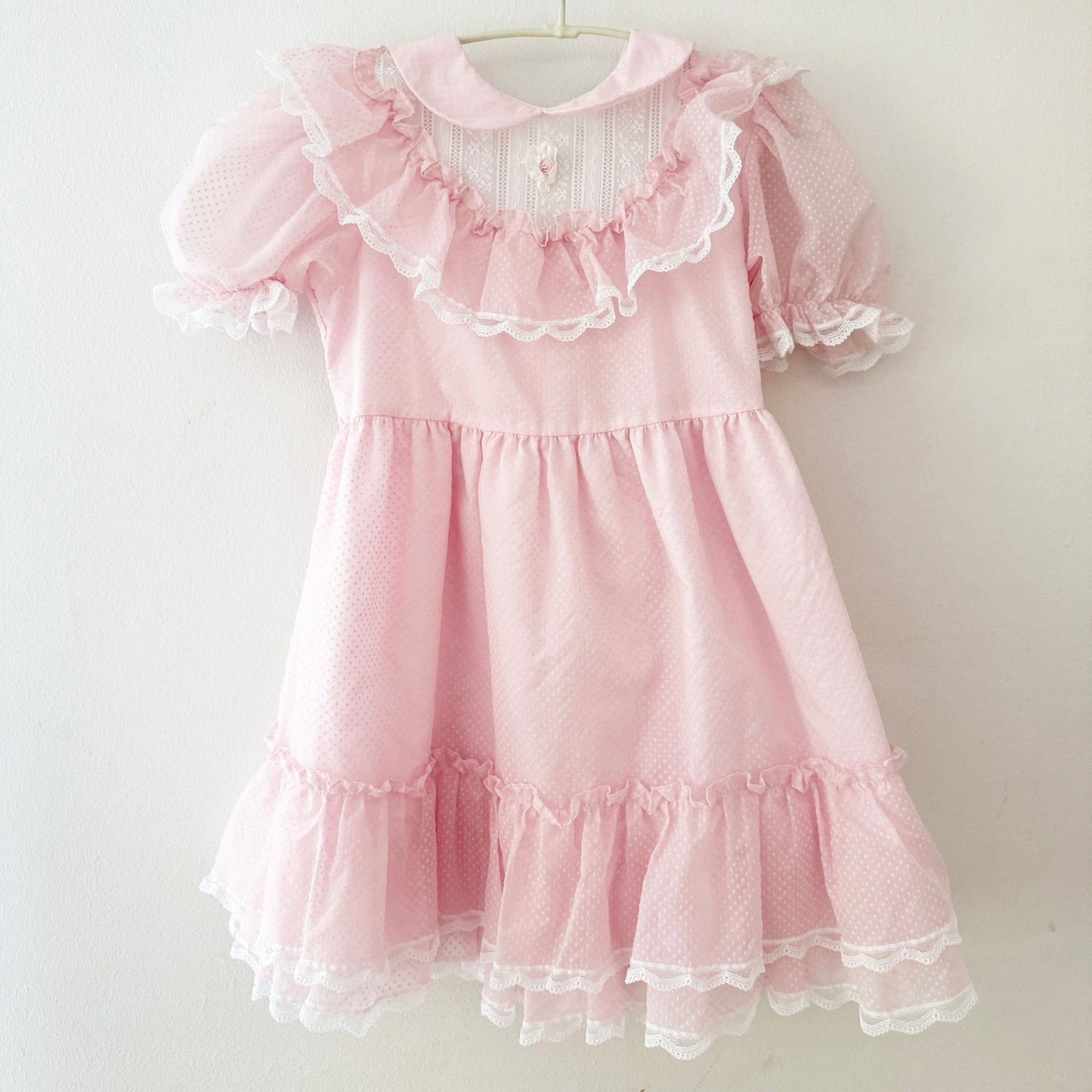 Vintage Bryan Swiss Dot Flocked Ruffled Lace Kids Dress: 5