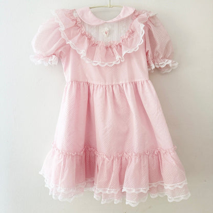 Vintage Bryan Swiss Dot Flocked Ruffled Lace Kids Dress: 5