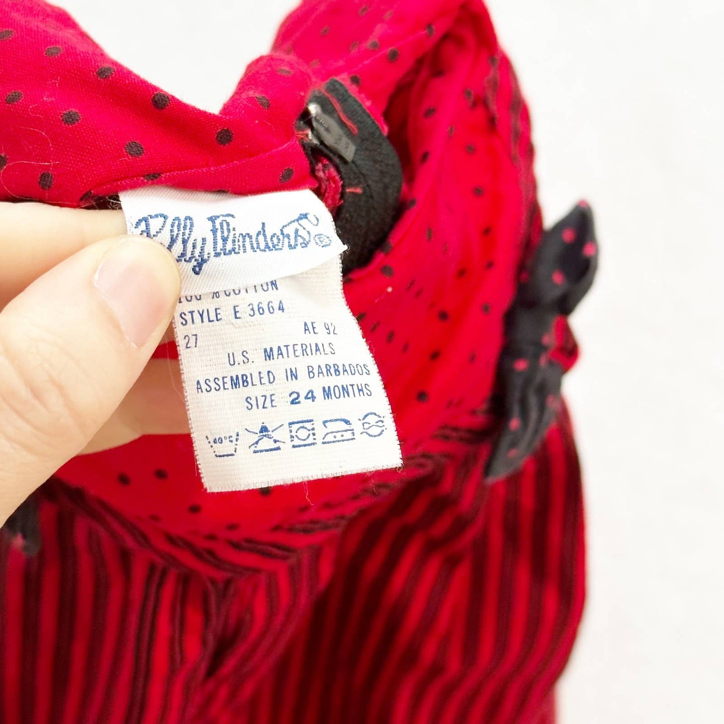 Vintage Polly Flinders Striped Polka Dot Romper: 18/24m - Yellow Clover Vintage Kids Clothes