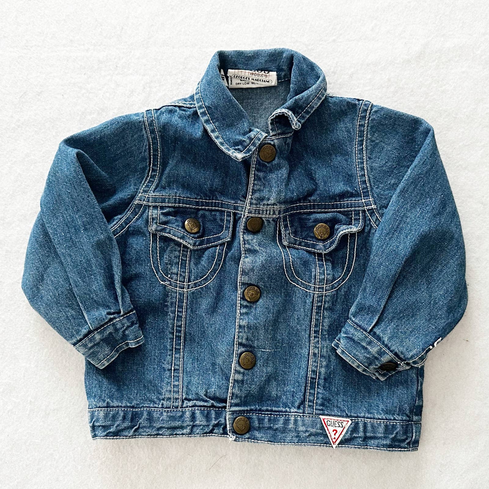 Vintage Guess Baby Denim Jacket with Back Design: 18m - Yellow Clover Vintage Kids Clothes
