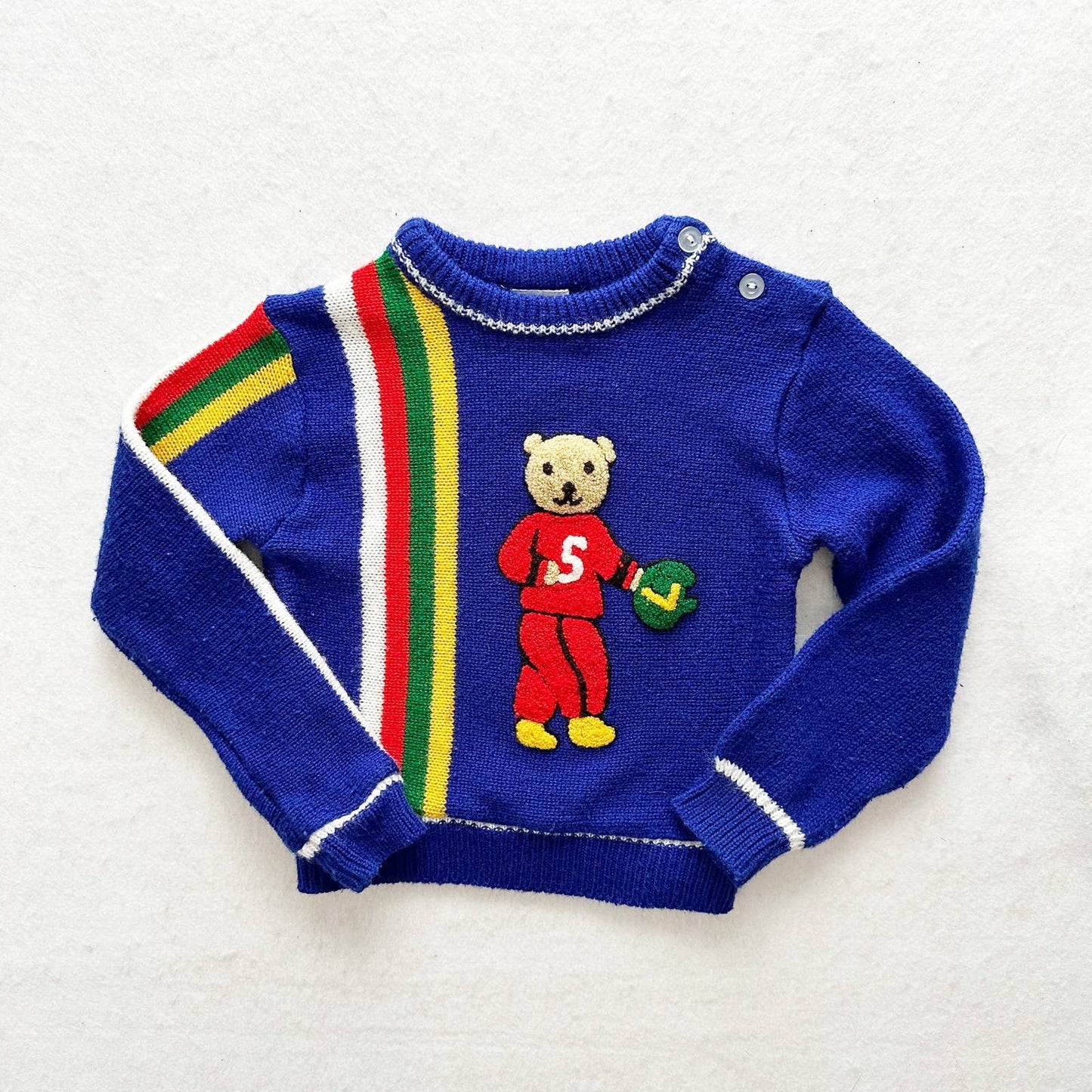 Vintage Sears Football Bear Appliqué Sweater: 18m? - Yellow Clover Vintage Kids Clothes