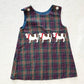 Vintage Kelly’s Kids Boutique Cow Appliqué Plaid Dress: 3T? - Yellow Clover Vintage Kids Clothes