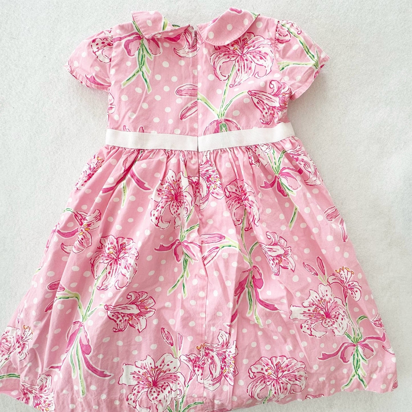 Y2K White Label Lilly Pulitzer Daylily Collared Dress - Yellow Clover Vintage Kids Clothes