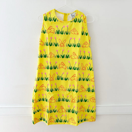 Vintage Wee Gentress Bunny Tulip Shift Dress: 12y? - Yellow Clover Vintage Kids Clothes