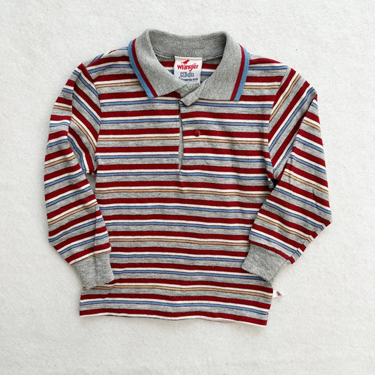 Vintage Wrangler Striped Snap Button Long Sleeve Polo: 2T