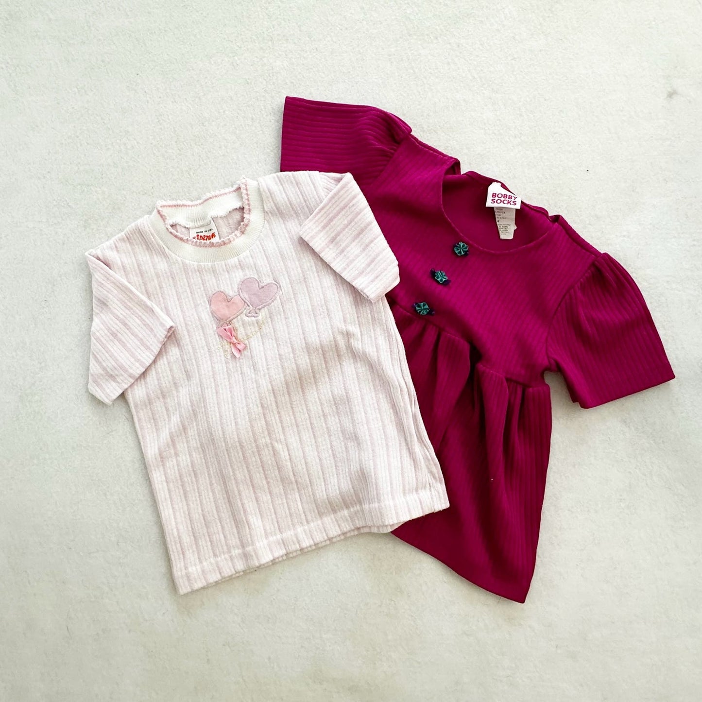 Vintage Bundle of Girls Ribbed Tops: 3T? - Yellow Clover Vintage Kids Clothes