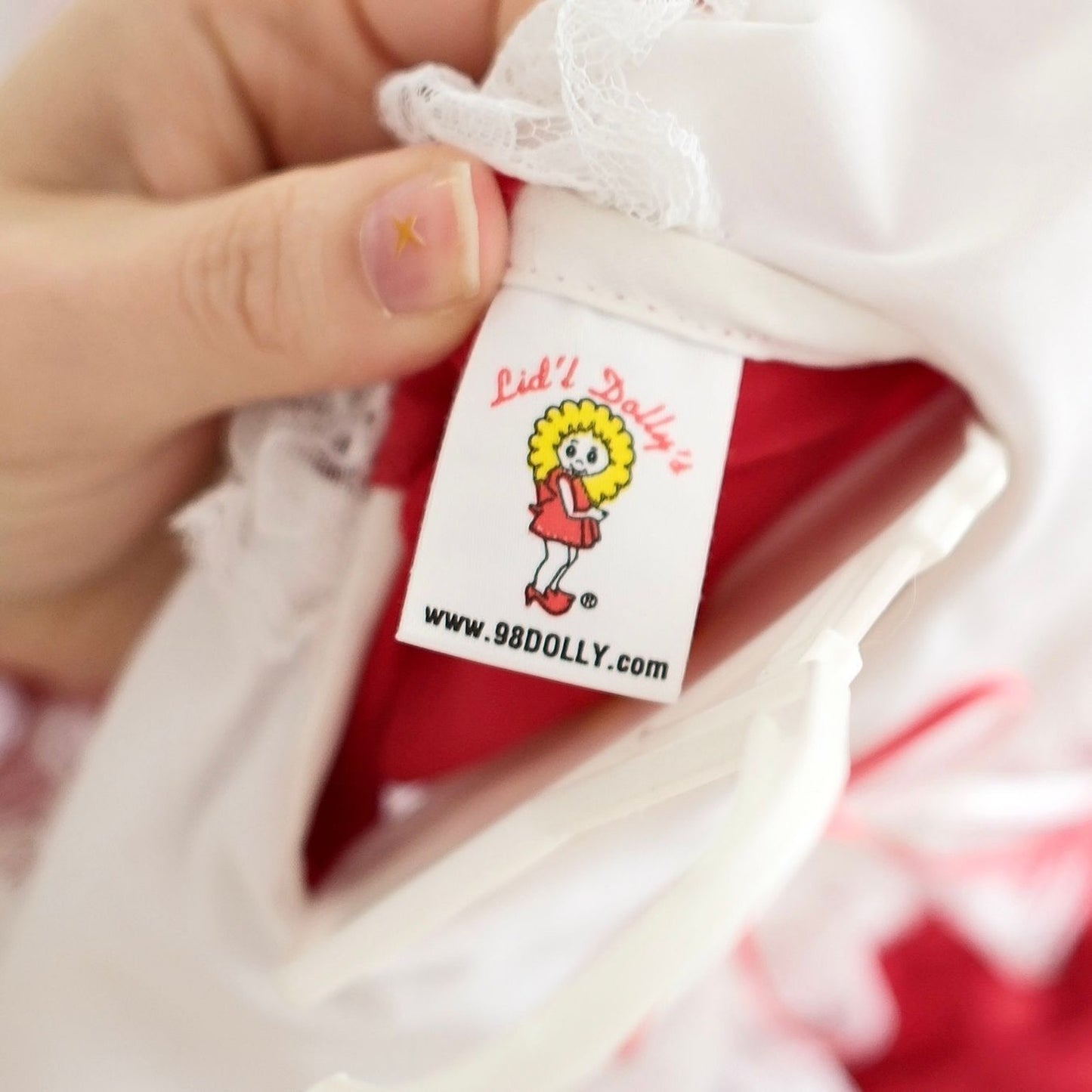 Modern Lid'l Dolly's Red & White Lace Ruffle Baby Dress Set, 13-15 lbs