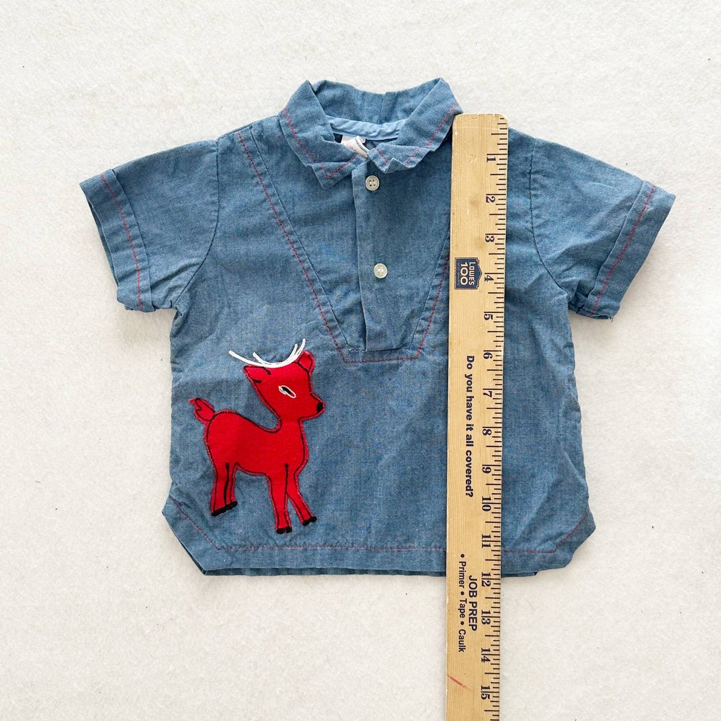 Vintage Wonderalls Deer Chambray Top: 18m? - Yellow Clover Vintage Kids Clothes