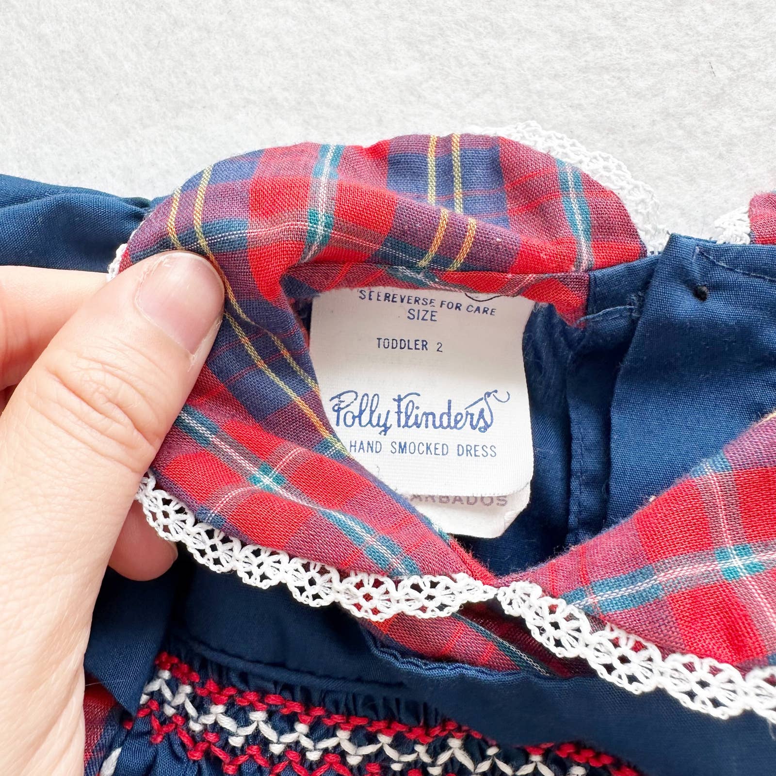 Vintage Polly Flinders Plaid Faux Pinafore Dress: 24m - Yellow Clover Vintage Kids Clothes