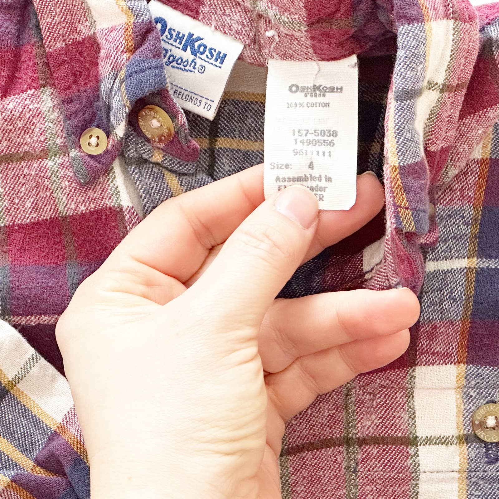 Vintage OshKosh Plaid Flannel Button Down Shirt: 4T - Yellow Clover Vintage Kids Clothes