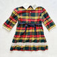 Vintage Plaid High Neck Crochet Lace Detail Dress: 4T - Yellow Clover Vintage Kids Clothes