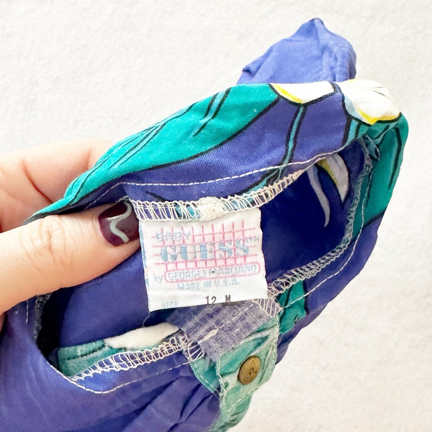 Vintage Baby Guess Tropical Floral Romper: 12m - Yellow Clover Vintage Kids Clothes