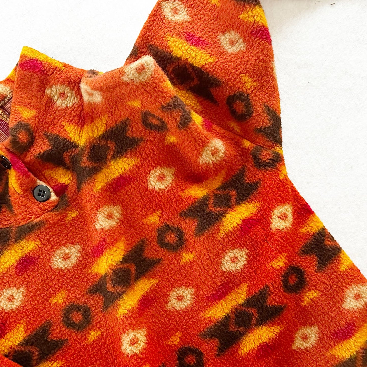 Vintage So Fun Kids Funnel Neck Print Fleece Pullover: 8y - Yellow Clover Vintage Kids Clothes