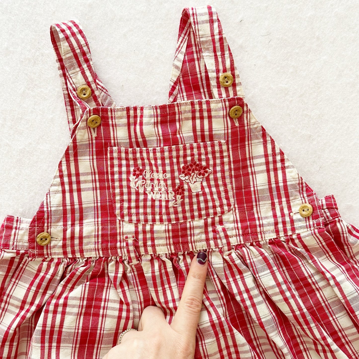 Vintage Marks & Spencer Plaid Jumper Skirtall: 4T? - Yellow Clover Vintage Kids Clothes