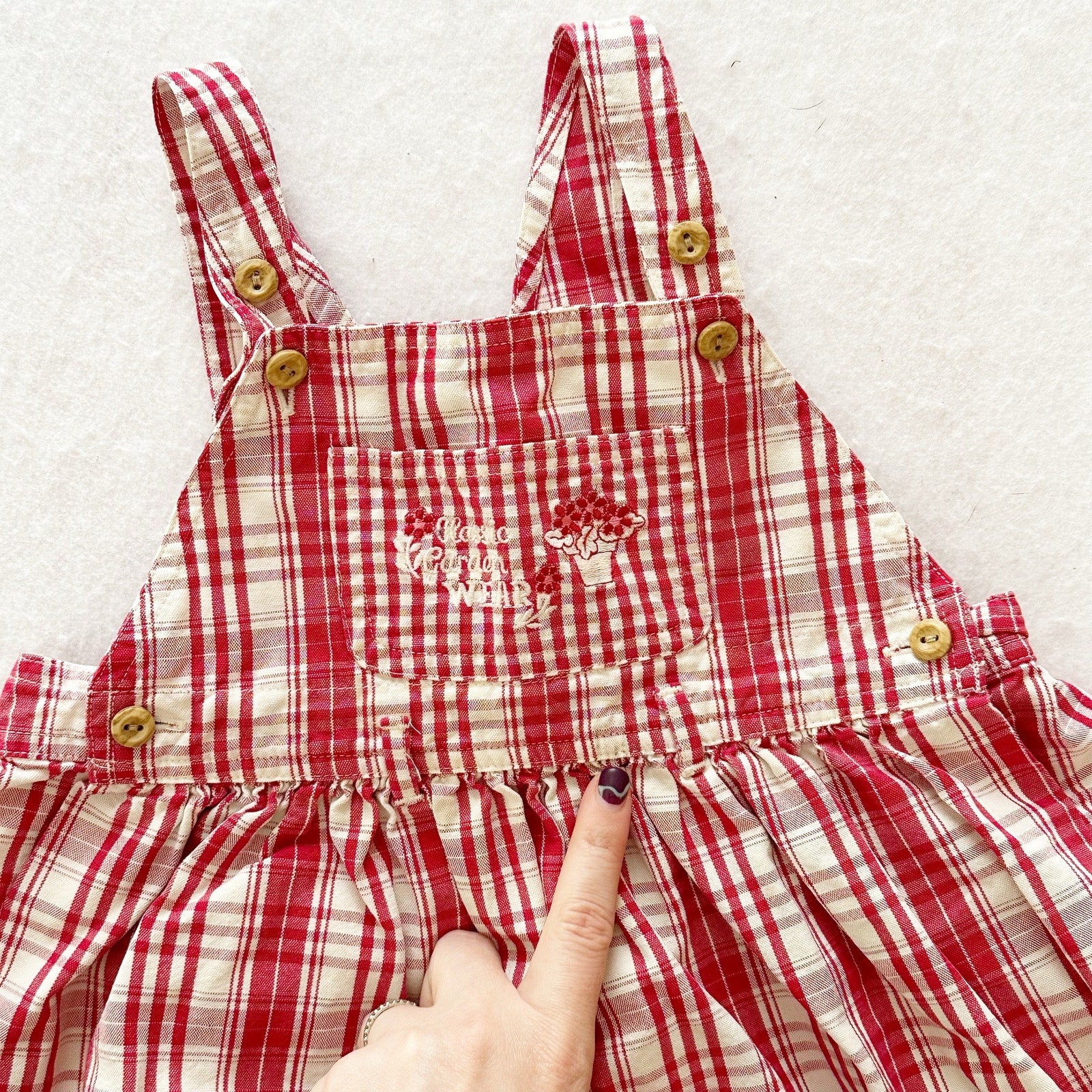 Vintage Marks & Spencer Plaid Jumper Skirtall: 4T? - Yellow Clover Vintage Kids Clothes