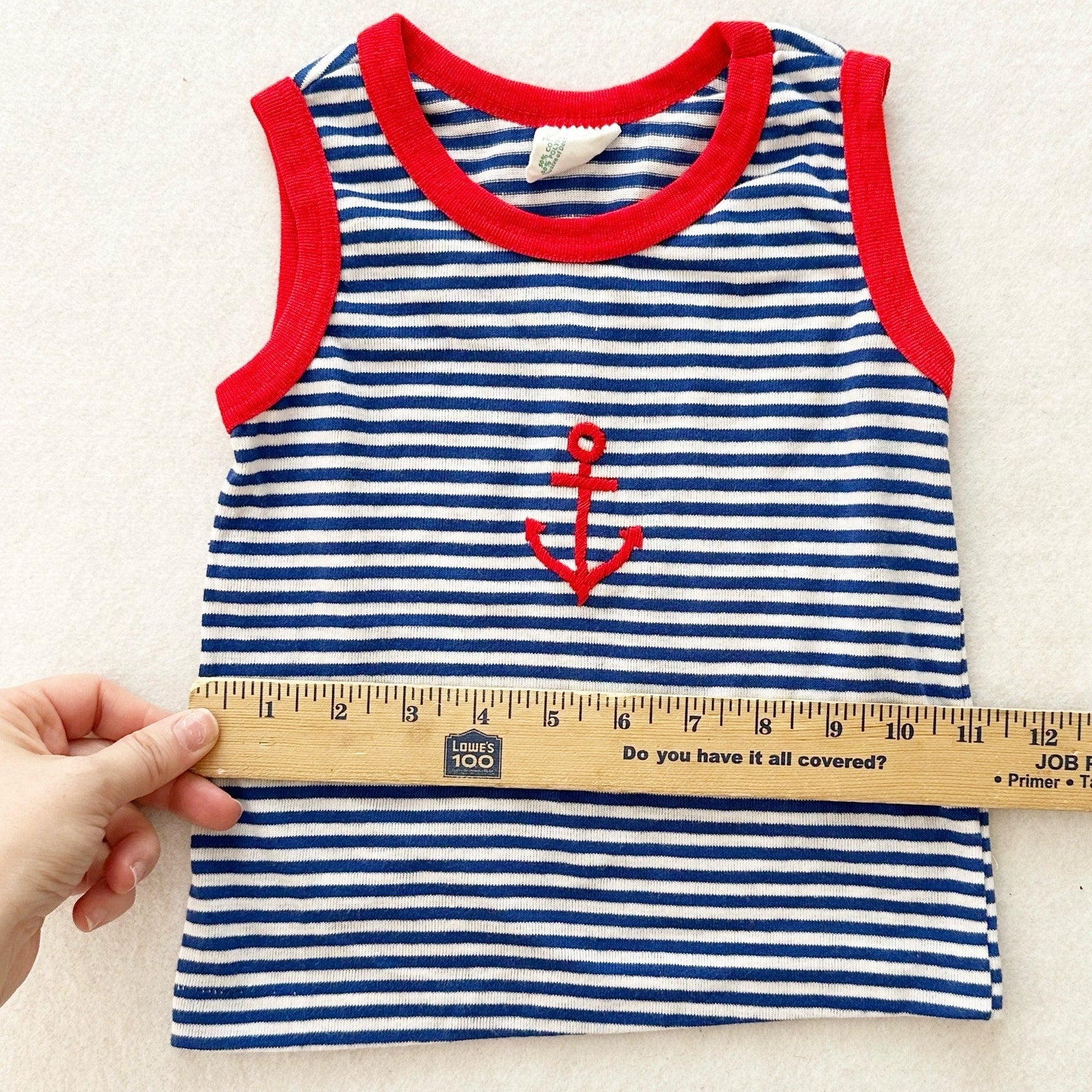 Vintage Toddletime Striped Anchor Tank Top: 3T? - Yellow Clover Vintage Kids Clothes