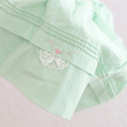 Vintage Mint Swiss Dot Smocked Embroidered Baby Bishop Dress, 12M