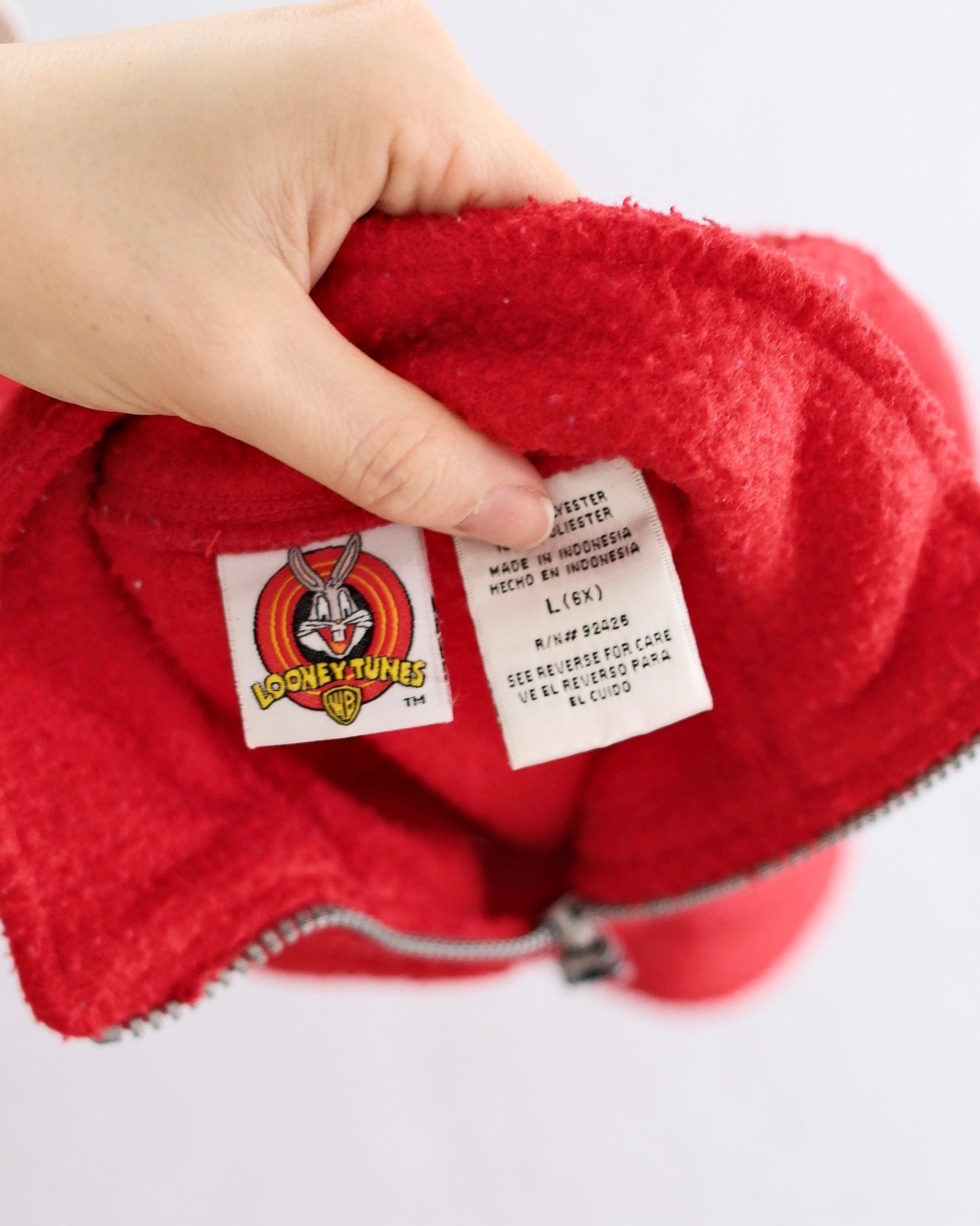 Vintage Looney Tunes Tweety Red Fleece Zip Pullover