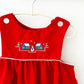 Vintage Christmas Village Embroidered Pinafore Dress: 2/3T - Yellow Clover Vintage Kids Clothes
