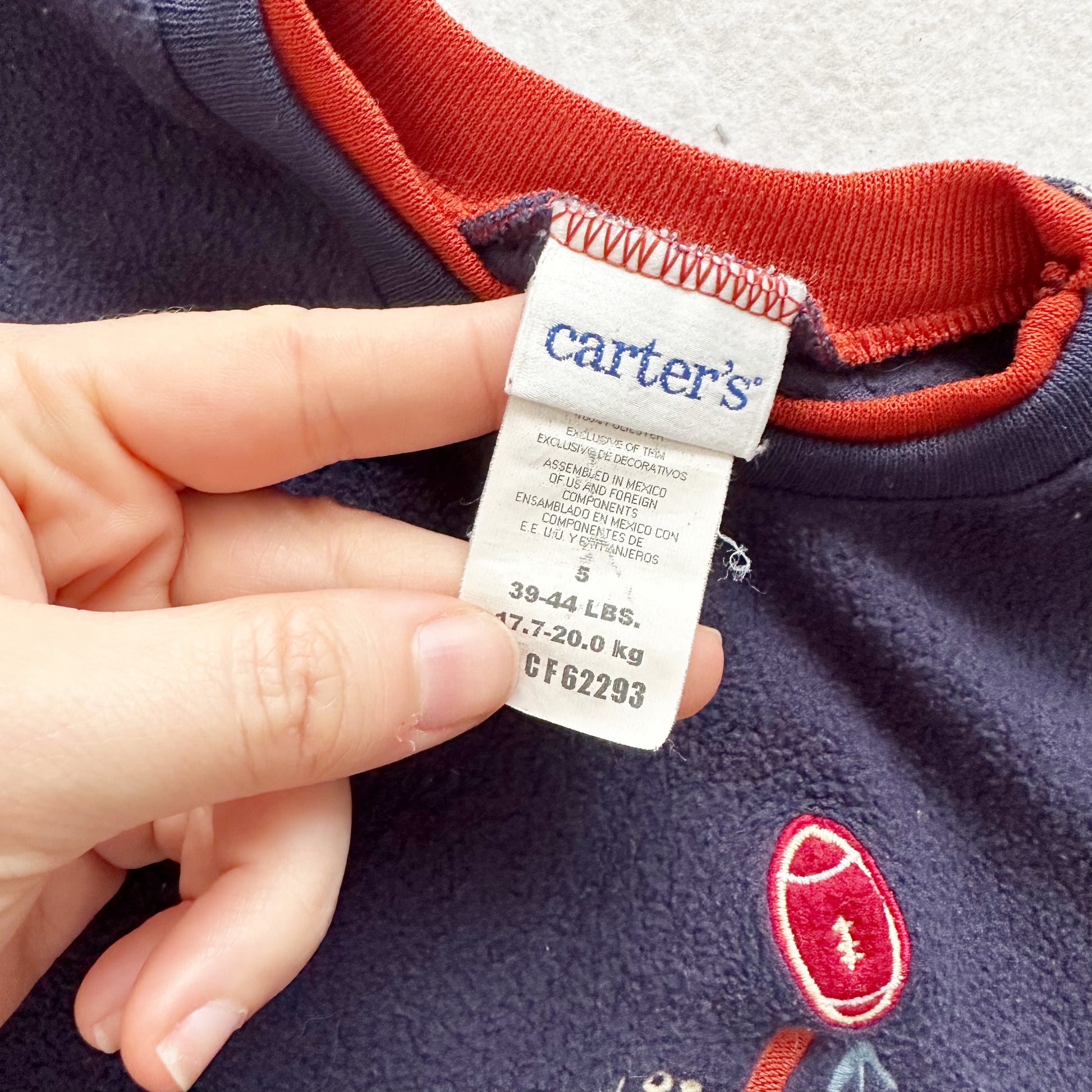 Vintage Carter’s Field Goal Embroidered Fleece Sweatshirt: 5T - Yellow Clover Vintage Kids Clothes