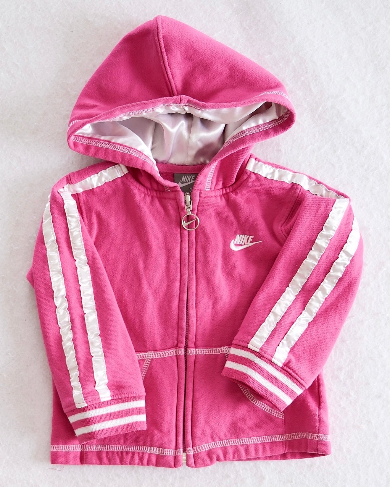 Y2K Nike Satin Stripes Zip Hooded Sweatshirt: 24m